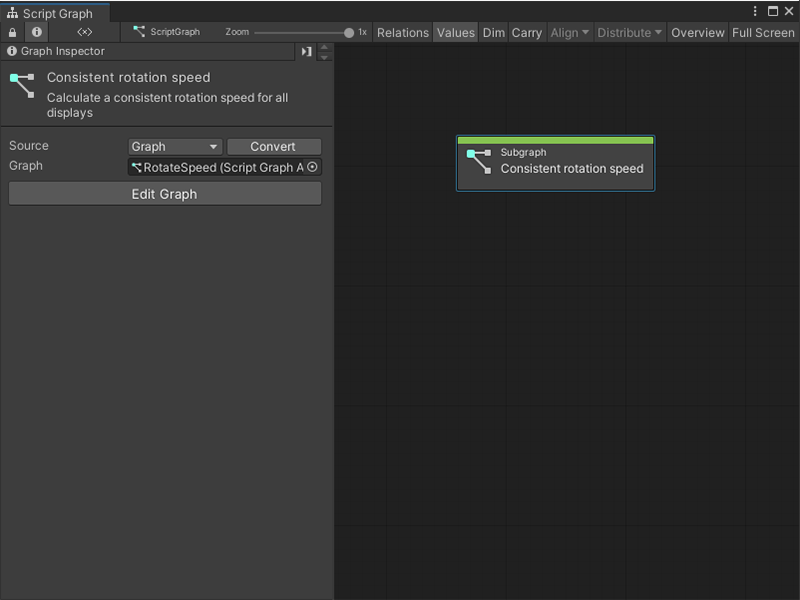 An image of a graph open in the Graph Inspector, with a Subgraph node selected.